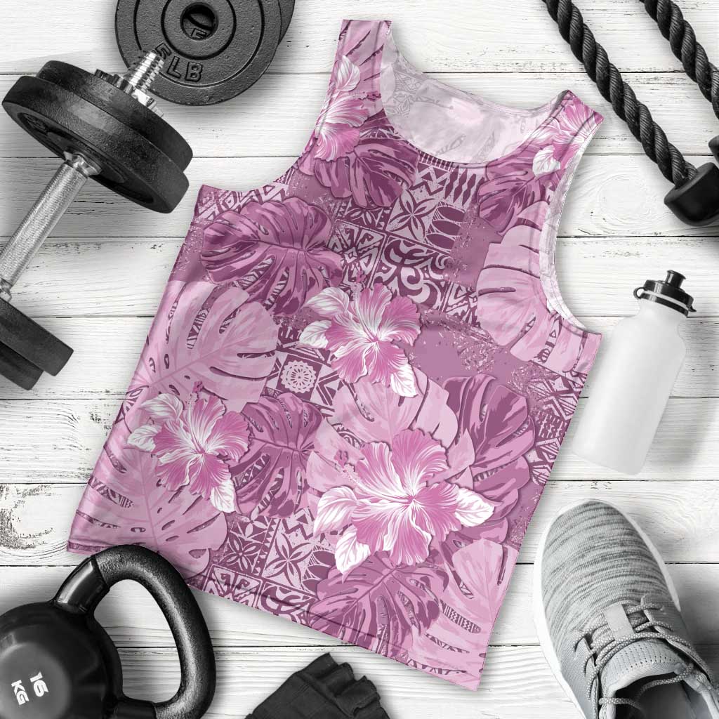 Hawaii Men Tank Top Magenta Polynesian Monstera Patterns - Polynesian Pride