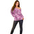 Hawaii Off Shoulder Sweater Magenta Polynesian Monstera Patterns - Polynesian Pride
