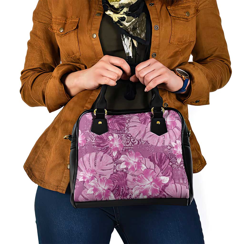 Hawaii Shoulder Handbag Magenta Polynesian Monstera Patterns - Polynesian Pride