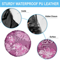 Hawaii Spare Tire Cover Magenta Polynesian Monstera Patterns - Polynesian Pride