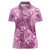 Hawaii Women Polo Shirt Magenta Polynesian Monstera Patterns - Polynesian Pride