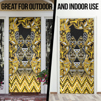 Aotearoa Ngati Whatua Door Cover Maori Tribal Gold Paua Shell Pattern DT05 - Polynesian Pride