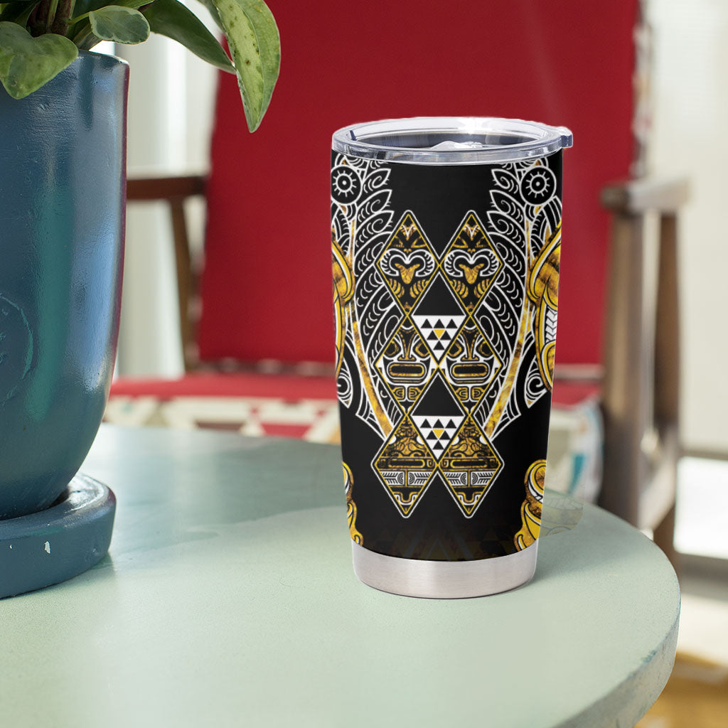 Aotearoa Ngati Whatua Tumbler Cup Maori Tribal Gold Paua Shell Pattern DT05 - Polynesian Pride
