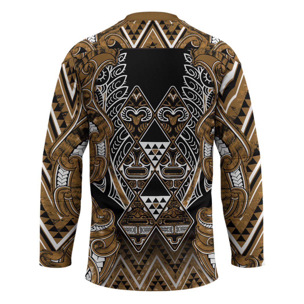 Aotearoa Kati Mamoe Hockey Jersey Maori Brown Tribal Paua Shell Pattern DT05 - Polynesian Pride