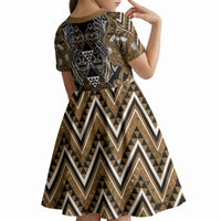Aotearoa Kati Mamoe Kid Short Sleeve Dress Maori Brown Tribal Paua Shell Pattern DT05 - Polynesian Pride
