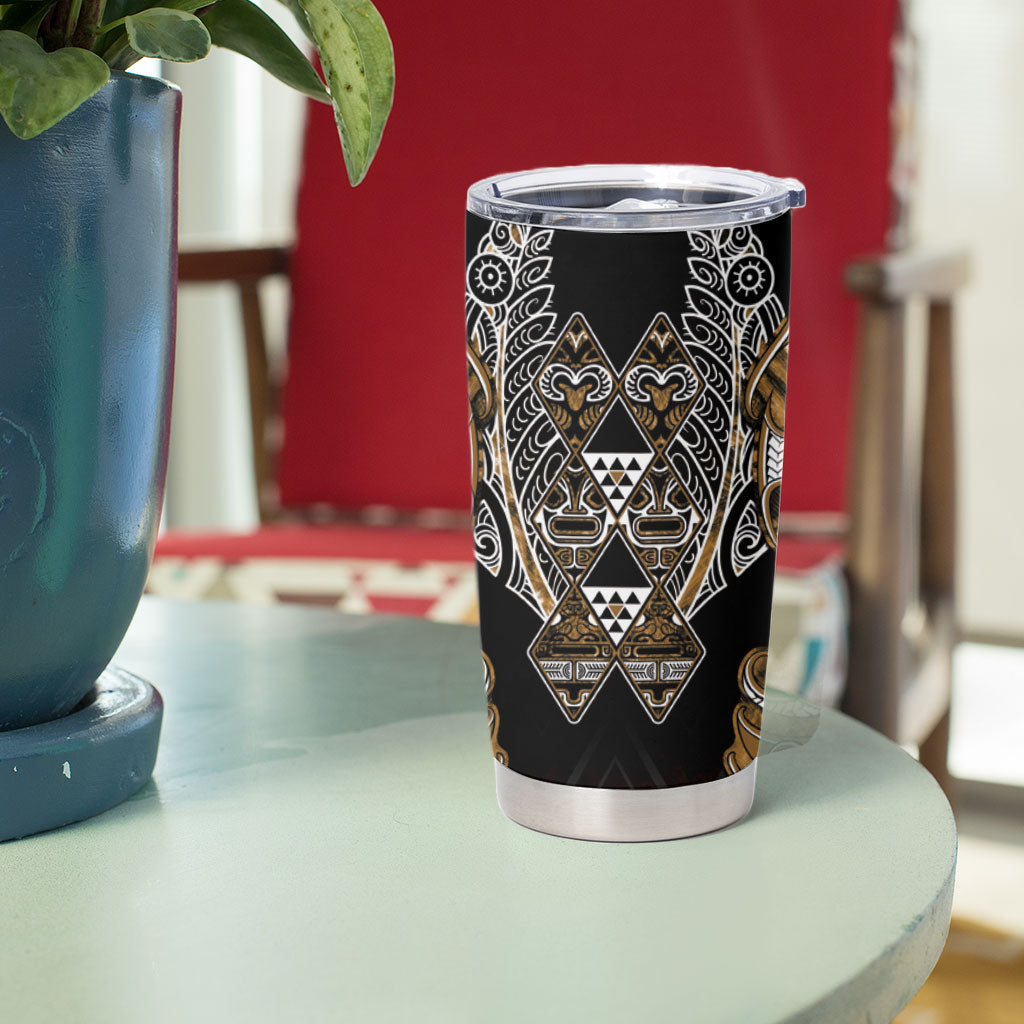 Aotearoa Kati Mamoe Tumbler Cup Maori Brown Tribal Paua Shell Pattern DT05 - Polynesian Pride