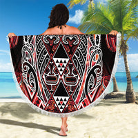 Aotearoa Ngapuhi Beach Blanket Maori Red Tribal Paua Shell Pattern DT05 - Polynesian Pride
