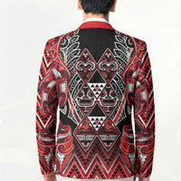Aotearoa Ngapuhi Blazer Maori Red Tribal Paua Shell Pattern DT05 - Polynesian Pride