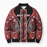 Aotearoa Ngapuhi Bomber Puffer Jacket Maori Red Tribal Paua Shell Pattern DT05 Unisex Red - Polynesian Pride