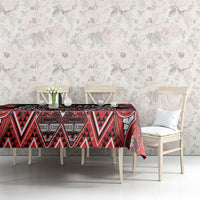 Aotearoa Ngapuhi Tablecloth Maori Red Tribal Paua Shell Pattern DT05 - Polynesian Pride