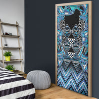 Aotearoa Ngati Porou Door Cover Maori Light Blue Tribal Paua Shell Pattern DT05 - Polynesian Pride