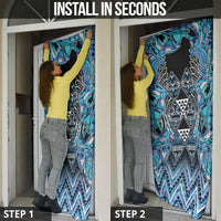 Aotearoa Ngati Porou Door Cover Maori Light Blue Tribal Paua Shell Pattern DT05 - Polynesian Pride
