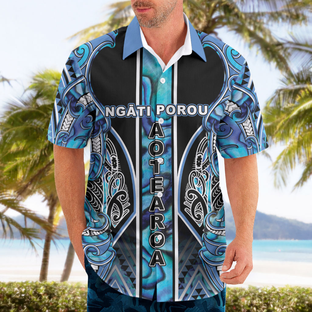Aotearoa Ngati Porou Hawaiian Shirt Maori Light Blue Tribal Paua Shell Pattern DT05 - Polynesian Pride