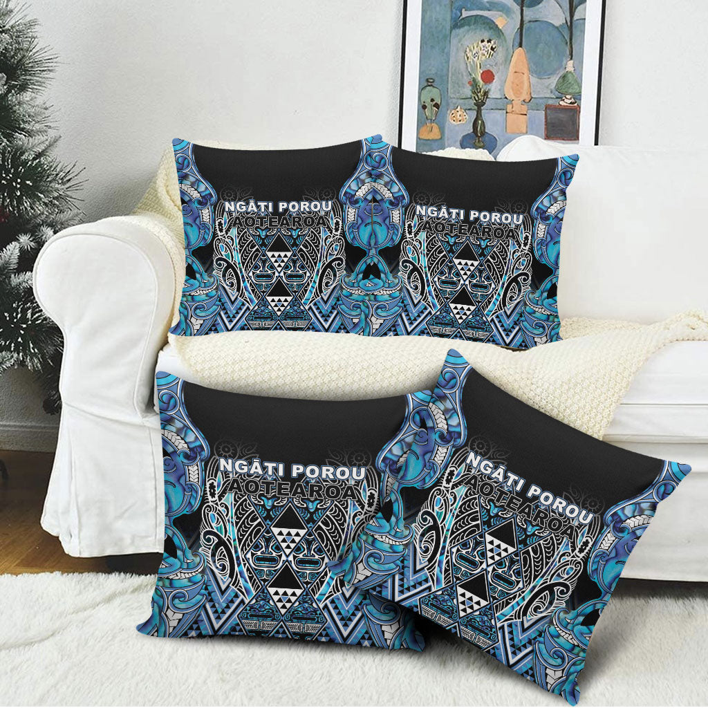Aotearoa Ngati Porou Pillow Cover Maori Light Blue Tribal Paua Shell Pattern DT05 - Polynesian Pride