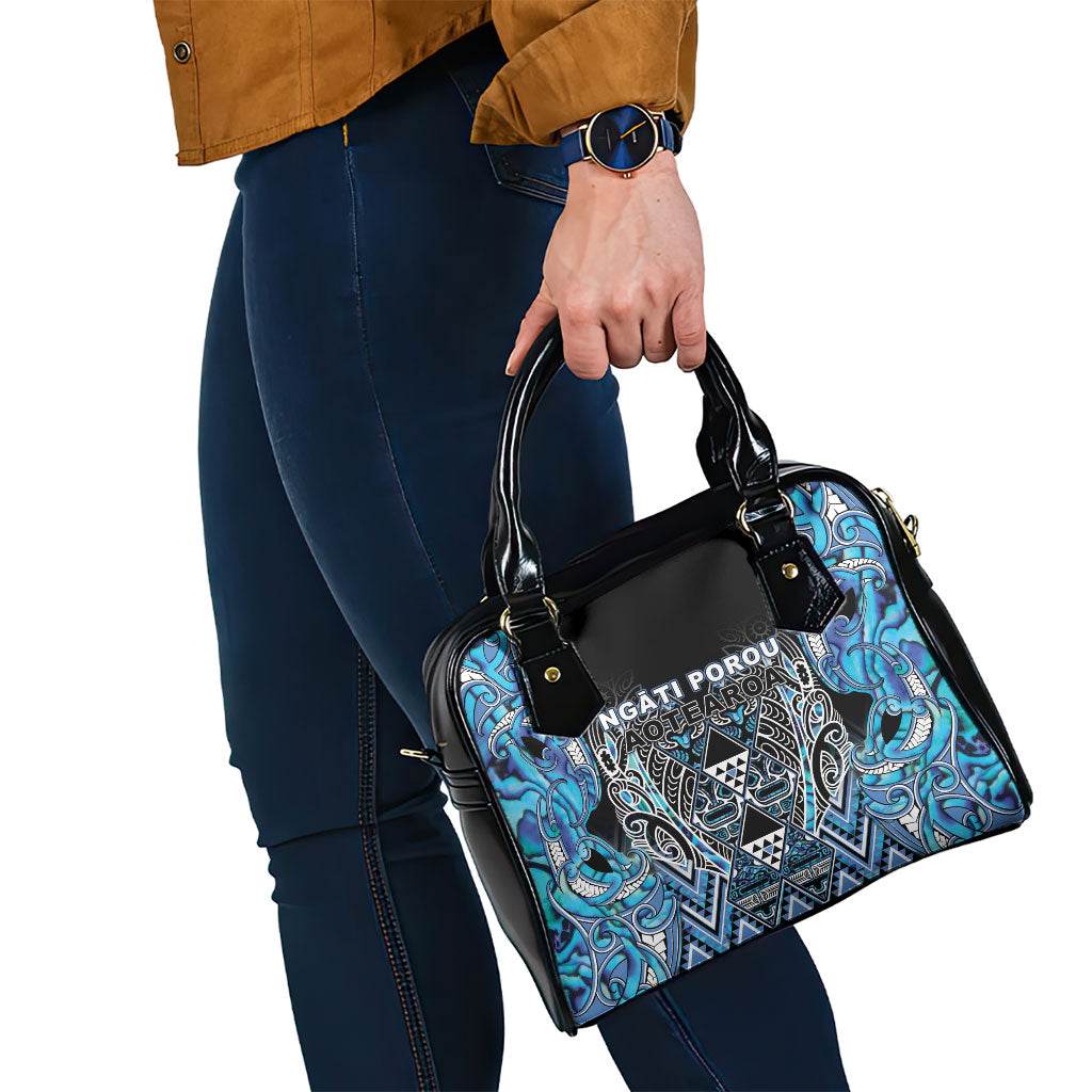 Aotearoa Ngati Porou Shoulder Handbag Maori Light Blue Tribal Paua Shell Pattern DT05 - Polynesian Pride