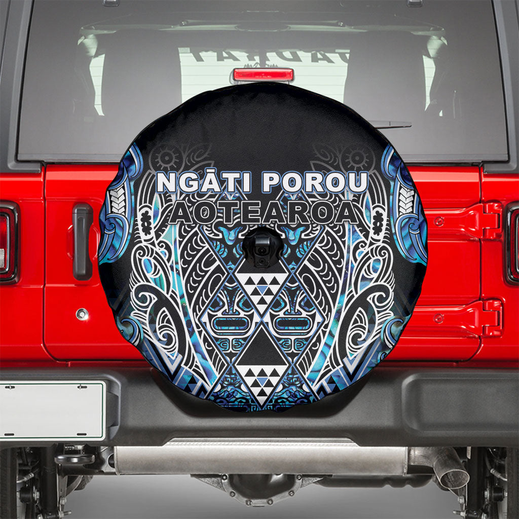 Aotearoa Ngati Porou Spare Tire Cover Maori Light Blue Tribal Paua Shell Pattern DT05 - Polynesian Pride