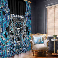 Aotearoa Ngati Porou Window Curtain Maori Light Blue Tribal Paua Shell Pattern DT05 - Polynesian Pride