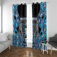 Aotearoa Ngati Porou Window Curtain Maori Light Blue Tribal Paua Shell Pattern DT05 With Grommets Blue - Polynesian Pride