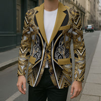 Aotearoa Waikato Tainui Blazer Maori Light Gold Tribal Paua Shell Pattern DT05 - Polynesian Pride