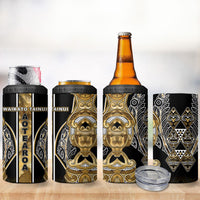 Aotearoa Waikato Tainui 4 in 1 Can Cooler Tumbler Maori Light Gold Tribal Paua Shell Pattern DT05 - Polynesian Pride