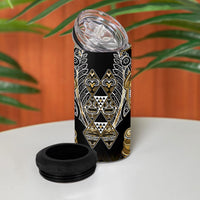 Aotearoa Waikato Tainui 4 in 1 Can Cooler Tumbler Maori Light Gold Tribal Paua Shell Pattern DT05 - Polynesian Pride