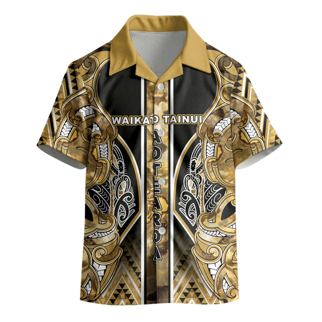 Aotearoa Waikato Tainui Kid Hawaiian Shirt Maori Light Gold Tribal Paua Shell Pattern DT05 - Polynesian Pride