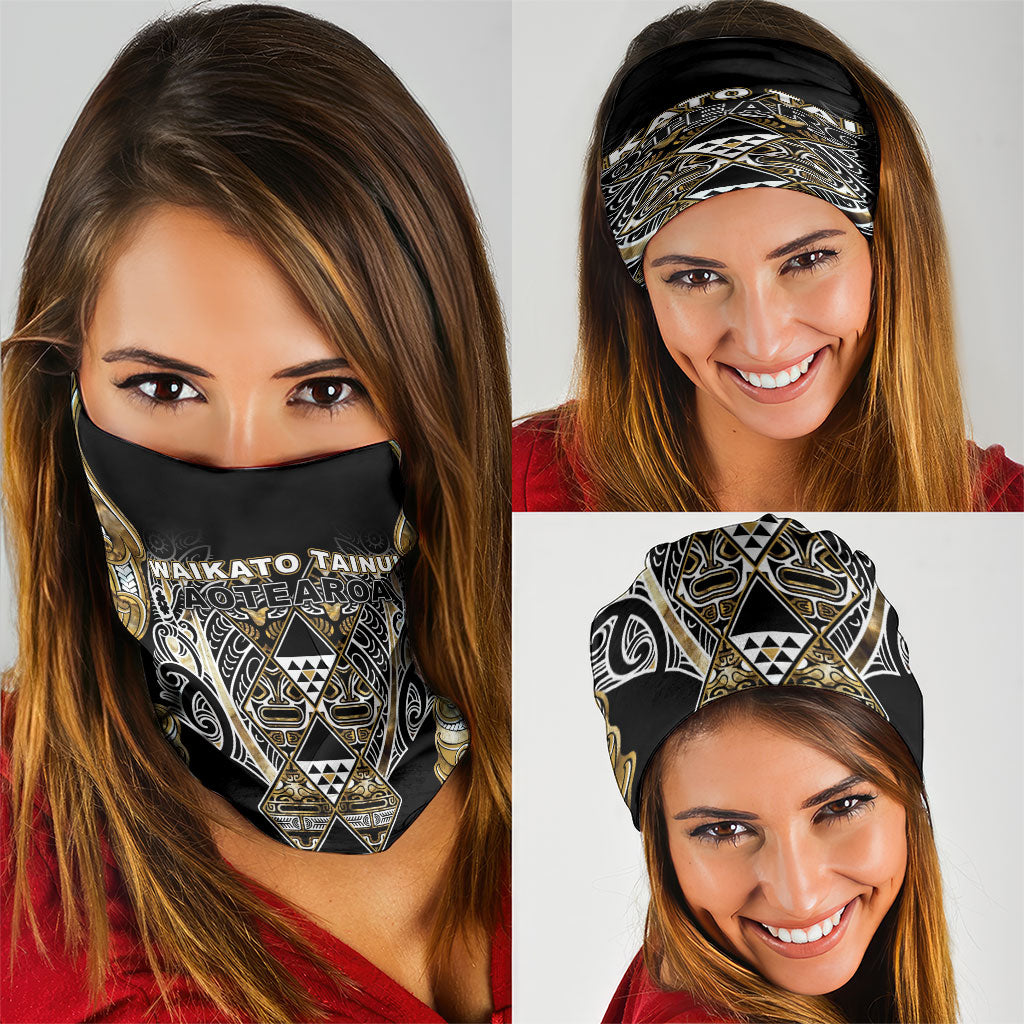 Aotearoa Waikato Tainui Neck Gaiter Maori Light Gold Tribal Paua Shell Pattern DT05 - Polynesian Pride