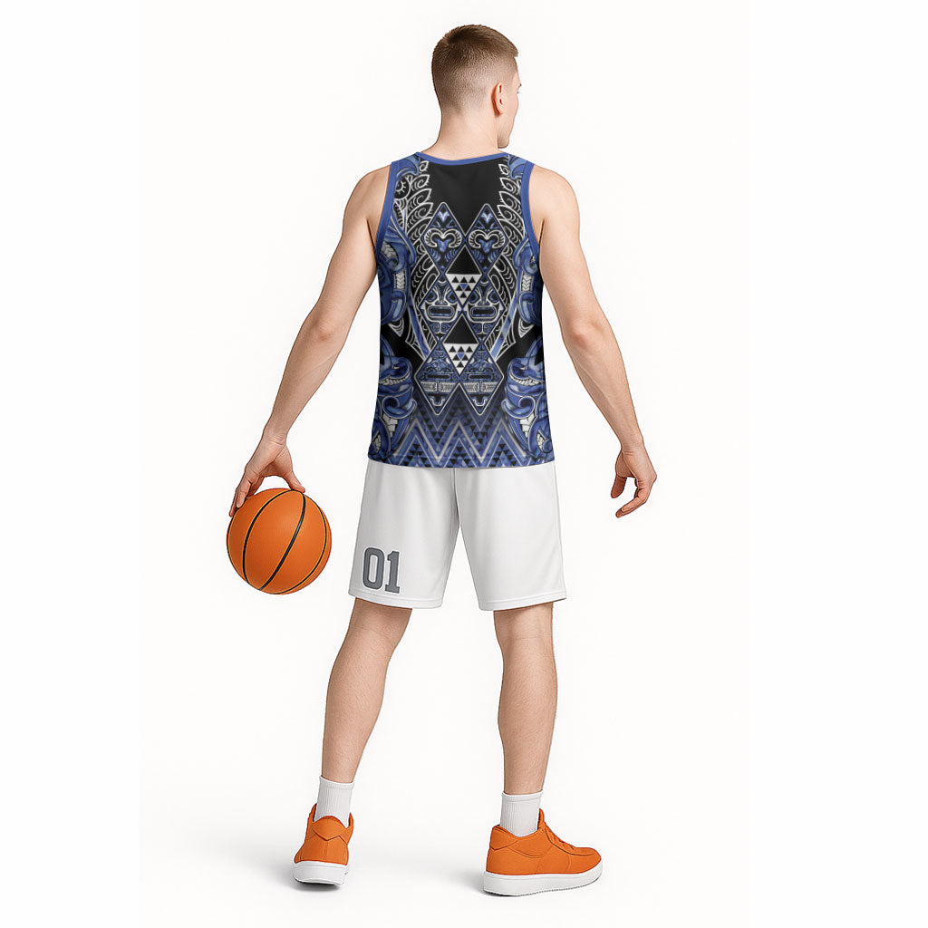 Aotearoa Ngati Kahungunu Basketball Jersey Maori Tribal Blue Paua Shell Pattern DT05 - Polynesian Pride