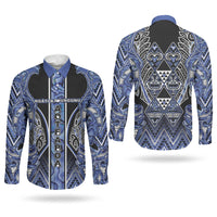 Aotearoa Ngati Kahungunu Couples Matching Summer Maxi Dress and Long Sleeve Button Shirt Maori Tribal Blue Paua Shell Pattern DT05 - Polynesian Pride