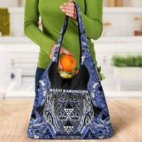 Aotearoa Ngati Kahungunu Grocery Bag Maori Tribal Blue Paua Shell Pattern DT05 - Polynesian Pride