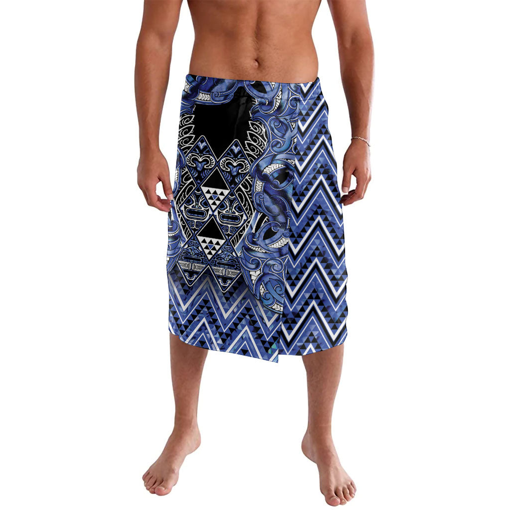 Aotearoa Ngati Kahungunu Lavalava Maori Tribal Blue Paua Shell Pattern DT05 Blue - Polynesian Pride