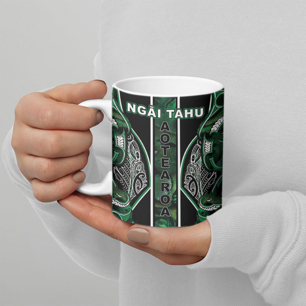 Aotearoa Ngai Tahu Ceramic Mug Maori Tribal Dark Green Paua Shell Pattern DT05 - Polynesian Pride