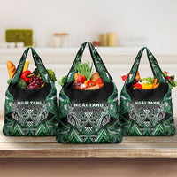 Aotearoa Ngai Tahu Grocery Bag Maori Tribal Dark Green Paua Shell Pattern DT05 3-pack One Size Green - Polynesian Pride