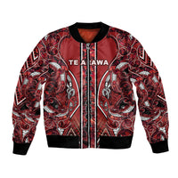 Aotearoa Te Arawa Bomber Jacket Maori Tribal Dark Red Paua Shell Pattern DT05 Unisex Red - Polynesian Pride