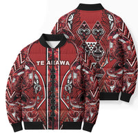 Aotearoa Te Arawa Bomber Puffer Jacket Maori Tribal Dark Red Paua Shell Pattern DT05 - Polynesian Pride