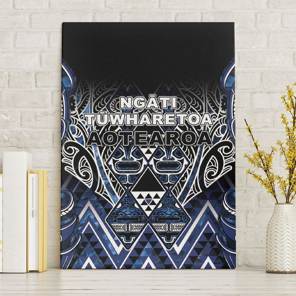 Aotearoa Tuwharetoa Canvas Wall Art Maori Tribal Navy Paua Shell Pattern