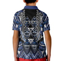 Aotearoa Tuwharetoa Kid Polo Shirt Maori Tribal Navy Paua Shell Pattern DT05 - Polynesian Pride