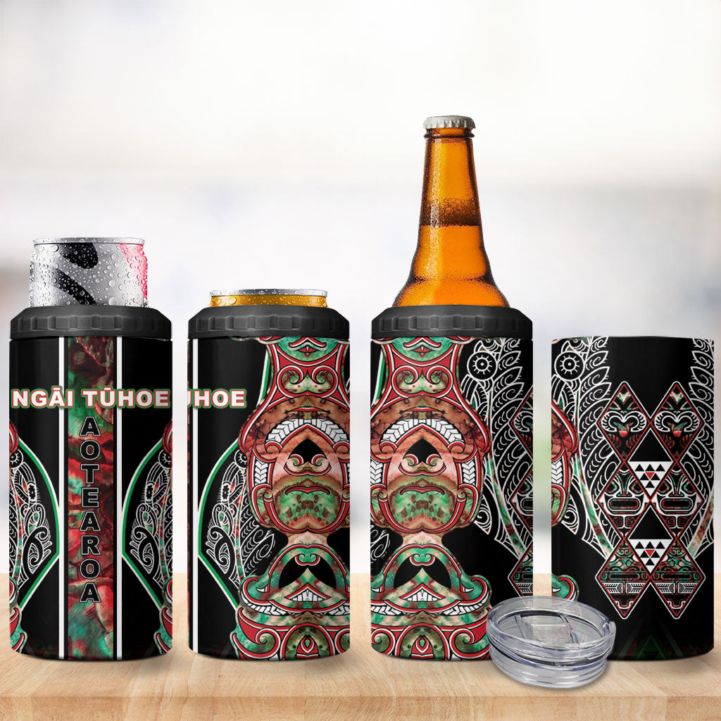 Aotearoa Ngai Tuhoe 4 in 1 Can Cooler Tumbler Maori Tribal Red And Green Paua Shell Pattern DT05 - Polynesian Pride