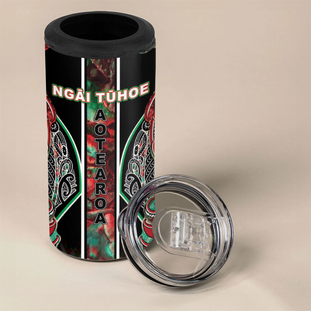 Aotearoa Ngai Tuhoe 4 in 1 Can Cooler Tumbler Maori Tribal Red And Green Paua Shell Pattern DT05 - Polynesian Pride