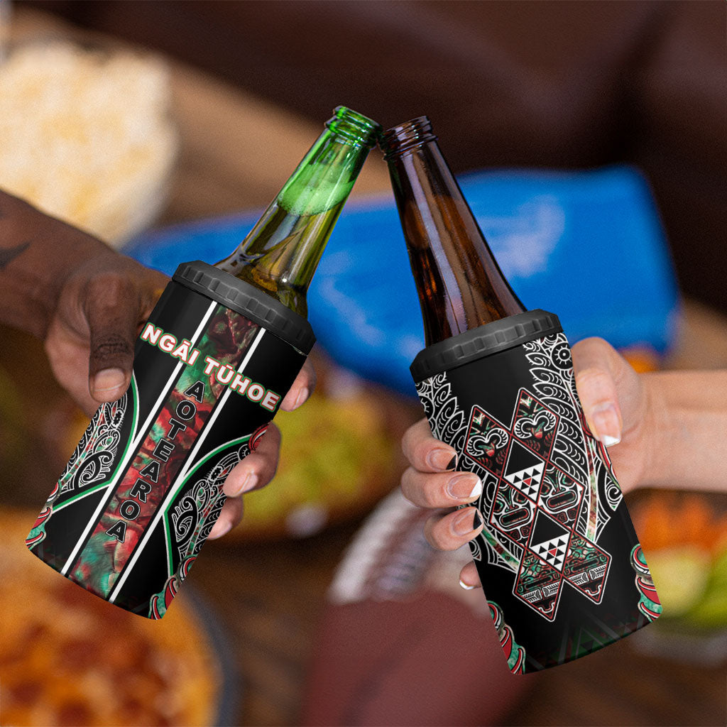 Aotearoa Ngai Tuhoe 4 in 1 Can Cooler Tumbler Maori Tribal Red And Green Paua Shell Pattern DT05 - Polynesian Pride