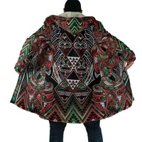 Aotearoa Ngai Tuhoe Cloak Maori Tribal Red And Green Paua Shell Pattern DT05 - Polynesian Pride