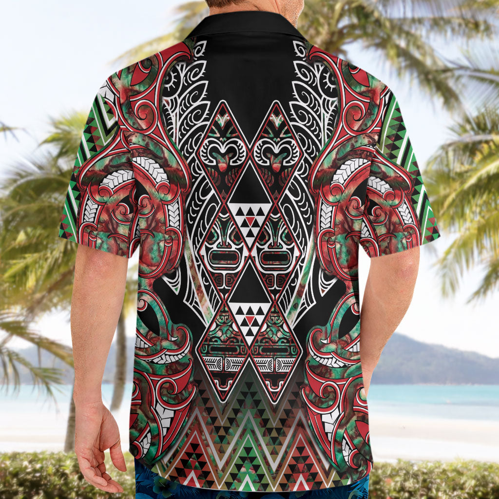 Aotearoa Ngai Tuhoe Hawaiian Shirt Maori Tribal Red And Green Paua Shell Pattern DT05 - Polynesian Pride