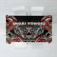 Aotearoa Ngai Tuhoe Tablecloth Maori Tribal Red And Green Paua Shell Pattern DT05 Red - Polynesian Pride