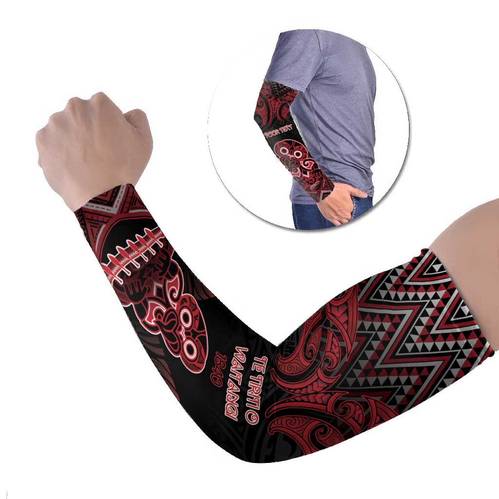 Personalised New Zealand Waitangi Day Arm Sleeves Te Tiriti O Waitangi 1840 DT05 Set of 2 Black - Polynesian Pride