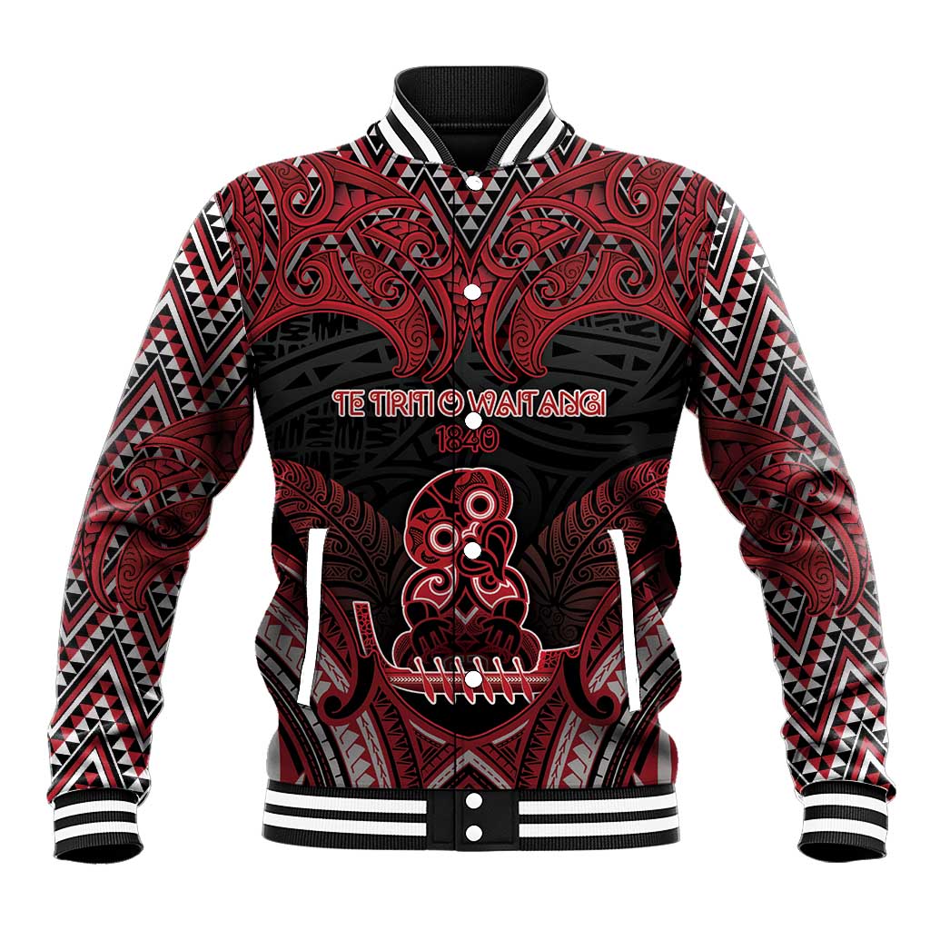 Personalised New Zealand Waitangi Day Baseball Jacket Te Tiriti O Waitangi 1840 DT05 Unisex Black - Polynesian Pride