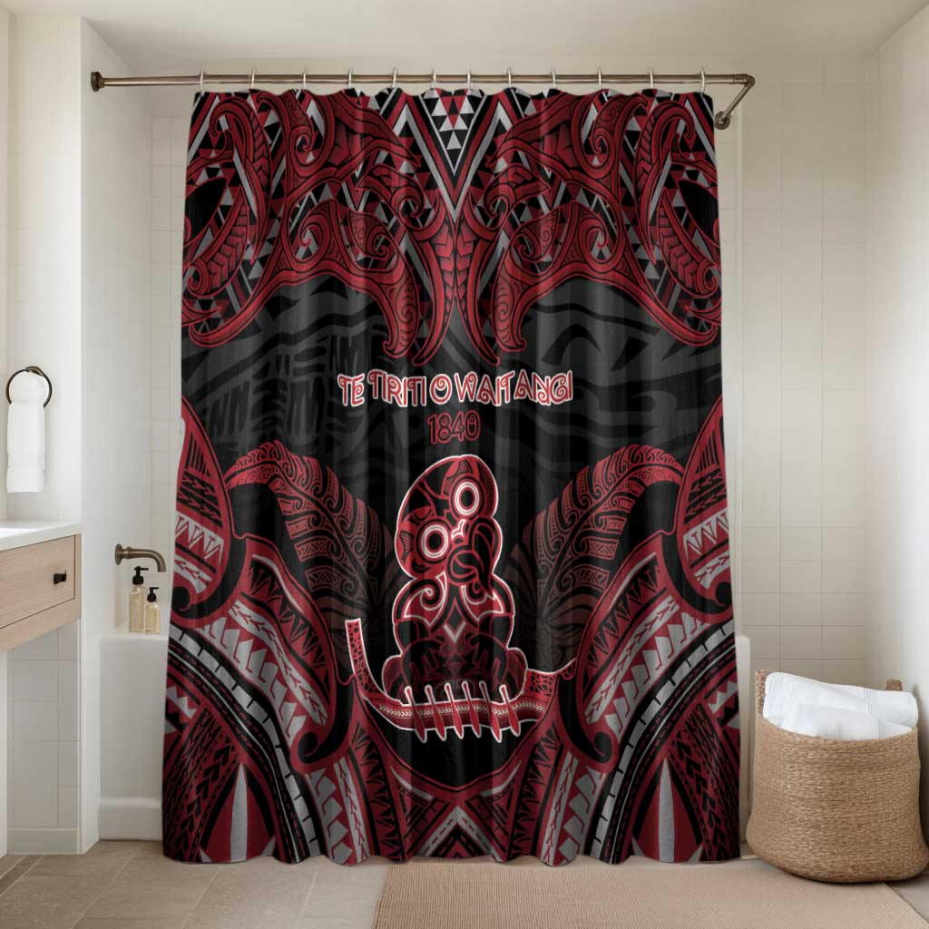 New Zealand Waitangi Day Bathroom Set Te Tiriti O Waitangi 1840 DT05 Shower Curtain Only Black - Polynesian Pride