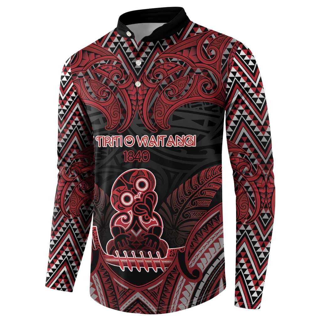 Personalised New Zealand Waitangi Day Button Sweatshirt Te Tiriti O Waitangi 1840 - Polynesian Pride