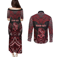 Personalised New Zealand Waitangi Day Couples Matching Puletasi and Long Sleeve Button Shirt Te Tiriti O Waitangi 1840 DT05 - Polynesian Pride