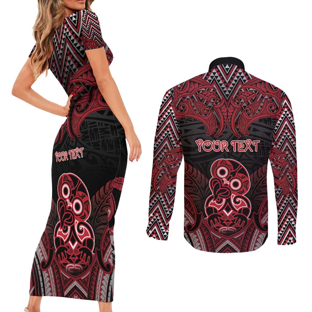 Personalised New Zealand Waitangi Day Couples Matching Short Sleeve Bodycon Dress and Long Sleeve Button Shirt Te Tiriti O Waitangi 1840 DT05 - Polynesian Pride