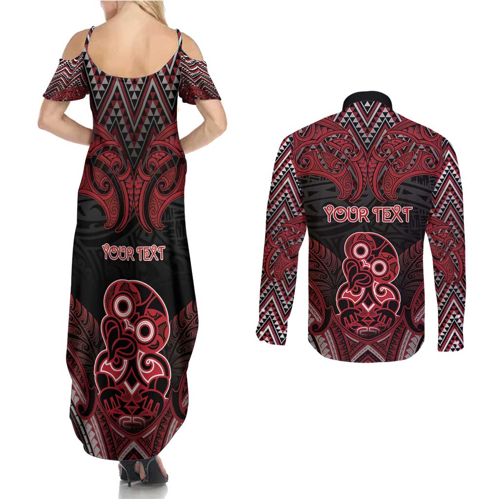 Personalised New Zealand Waitangi Day Couples Matching Summer Maxi Dress and Long Sleeve Button Shirt Te Tiriti O Waitangi 1840 DT05 - Polynesian Pride